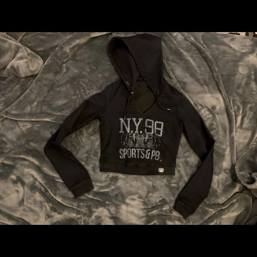Pit bull jeans brand cropped hoodie